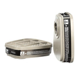3M 6001 organic vapor cartridge 2-pack for compatible respirators reduces solvent vapor exposure.