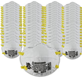 3M 8210 respirator front view shows secure seal for dusty environments.