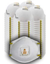 3M 8511 respirator with cool flow valve visible, reducing heat during dusty grinding.