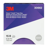 3M Trizact Hookit foam disc 30662 blue 6-inch for refined sanding on painted surfaces.