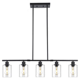 3WWWUEE 39-4-inch island light with clear glass pendants brightens spacious kitchen counters.