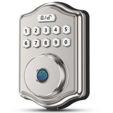 52HZ fingerprint door lock front view enables secure keyless entry.