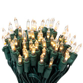 612 Vermont 100 LED warm white clear twinkle lights on green wire ideal for indoor and outdoor décor.