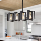 9MMML kitchen island light with modern-design black wood frame for kitchens.