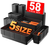 A-LuGei 58-piece toolbox organizer tray set in black for tidy tool drawers
