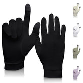 A Touch of Silk Pure Silk Glove Liners jet black front view shows silky comfort.