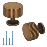 Abtopia vintage brass knob close-up shows cylindrical stripe detail for chic updates