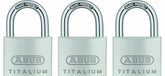 ABUS 64TI/40 padlock body shows lightweight high-security aluminum with stainless steel finish.