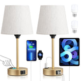 Acaxin two-pack bedside lamps with USB-C and AC outlets for convenient charging