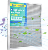 Accecraft electrostatic air filter with aluminum frame for durability.