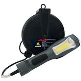 Aceland portable LED work light with 30ft cord reel for garage projects.