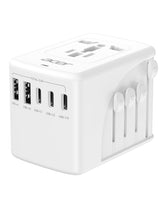 Acer universal travel adapter showing 6-in-1 ports for worldwide charging.