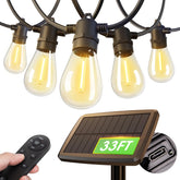 addlon 33ft solar string lights on porch with warm glow for outdoor evenings