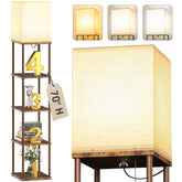 Addlon 5-tier shelf lamp in brown for organized storage and ambient light.