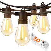 Addlon 50ft LED string lights with edison shatterproof bulbs glow for durable outdoor ambiance