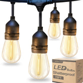 Addlon 72ft outdoor string lights illuminate a patio with a warm ambiance.