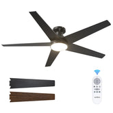 Addlon 52-inch black ceiling fan with light for a stylish bedroom.