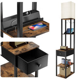 Addlon floor lamp with USB outlet and drawer by the sofa.