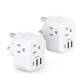 Addtam US to UK travel adapter front view with compact design for easy packing