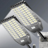Adewalk 10000W Pro large solar street light front view showing expansive illumination for yards and driveways.