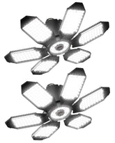 Adiding LED garage light with six deformable panels for flexible, wide-area illumination