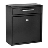 AdirOffice wall mount mailbox front view shows durable galvanized steel for outdoor use.