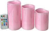 Adoria pink flameless candles set of 3 with rose scent for tabletop decor