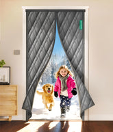 AEOCOO insulated door curtain, 36x80, grey, blocks drafts to keep rooms warm.