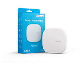 Aeotec Smart Home Hub 2 front view showcasing compact design for seamless SmartThings setup.