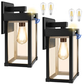 AEQ solar wall light showcases slim square design with four clear panels for even outdoor illumination.