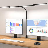 Aeropak desk lamp four-heads extended, delivering wide coverage for multi-monitor setups.