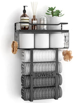 Aetyord wall mounted towel rack with floating shelf for compact bathroom storage