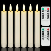 AFINETH ivory flameless taper candle with remote for safe, cozy ambiance.