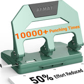 AFMAT heavy-duty 3-hole punch reduces effort for large stacks