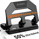 AFMAT heavy-duty 3-hole puncher front view showing a sturdy build for daily office use