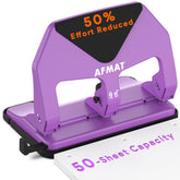 AFMAT HP20 purple heavy-duty 3-hole punch for efficient binder organizing