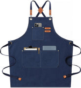 AFUN Chef Apron dark blue full view shows chest-to-knee protection.