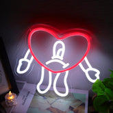 AGJKSGH Bad Cute Heart Bunny Neon Sign for wall decor with vibrant glow.