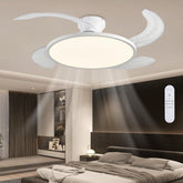 AHAWILL retractable ceiling fan with remote control in a bright living room