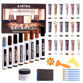 A-HEYIDA wood floor scratch repair kit contents show color options for seamless restoration.