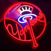 AHlove Yankees neon sign wall decor with red, blue and white glow for stylish living rooms
