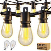 Aialun outdoor string lights 102ft pack for warm ambient evenings on patios and decks.