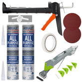 AIBGALE caulking kit contents laid out for easy sealing projects