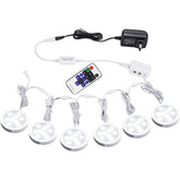 AIBOO linkable under-cabinet LED lighting kit with six puck lights for seamless brightness.