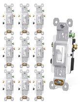AIDA 15A 3-way quiet toggle switch in white front view for smooth operation