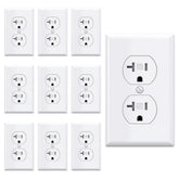 AIDA 20A duplex outlet front view in white for reliable power access.