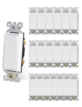 AIDA 20-pack light switch, square rocker in glossy white for modern room updates