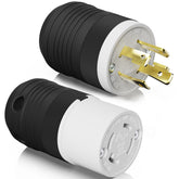 AIDA NEMA L14-30P locking plug side view highlights rugged body for safe generator connections.