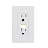AIDA15 GFCI outlet in matte white with ground fault protection