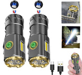 AIERSEN rechargeable mini LED flashlight with clip and magnet for hands-free lighting on camping trips